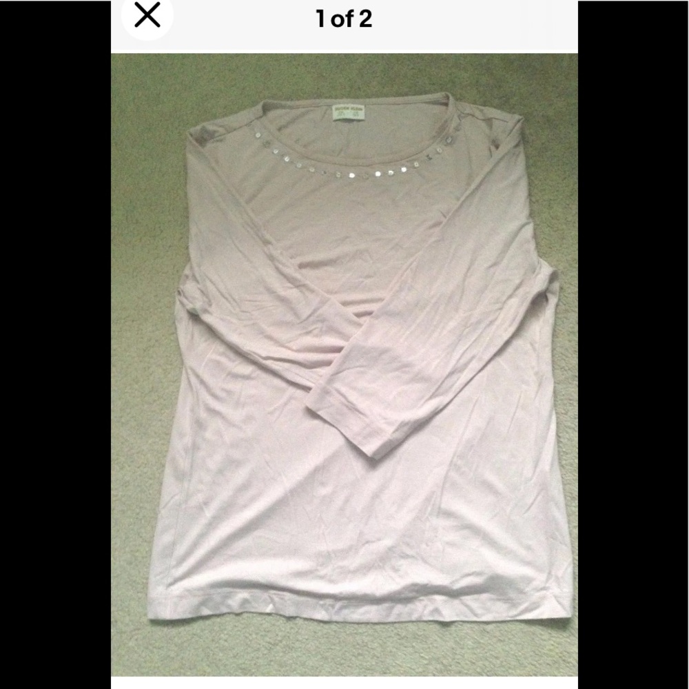 New mauve dusty rose pastel pink embellished top 3/4 sleeve